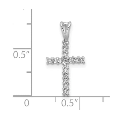 10K Weißgold 10K 1/6ct. Diamant Lateinisch Kreuz Anhänger