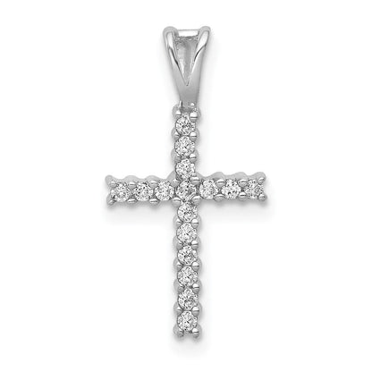 14K Weißgold 0,17 ct. Echter Diamant Lateinkreuz-Anhänger