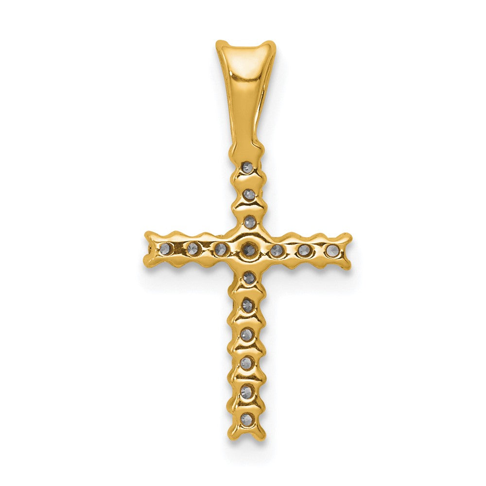 14K Gelbgold Kreuzanhänger mit 0,17 ct. laborgezüchtetem Diamanten VS/SI+ G+