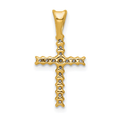 14K Gelbgold Anhänger Lateinisches Kreuz mit 0,17 ct. echtem Diamant