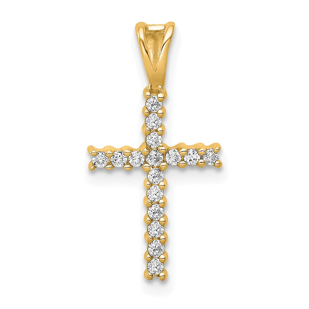 14K Gelbgold Anhänger Lateinisches Kreuz mit 0,17 ct. echtem Diamant