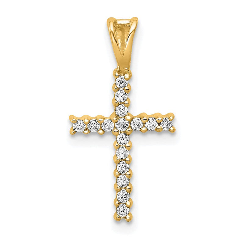 14K Gelbgold Anhänger Lateinisches Kreuz mit 0,17 ct. echtem Diamant