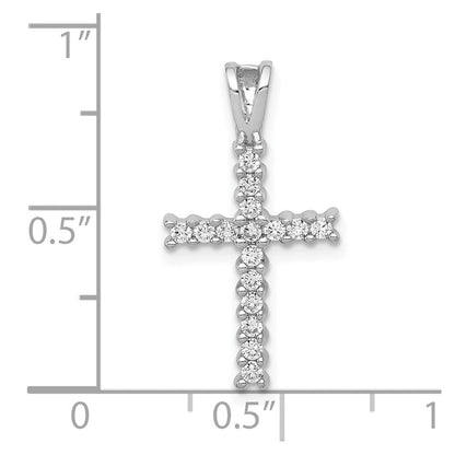 10K Weißgold 10K 1/4ct. Diamant Lateinisch Kreuz Anhänger