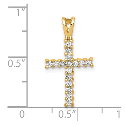 10K Gelbgold 10K Diamant Lateinisch Kreuz Anhänger