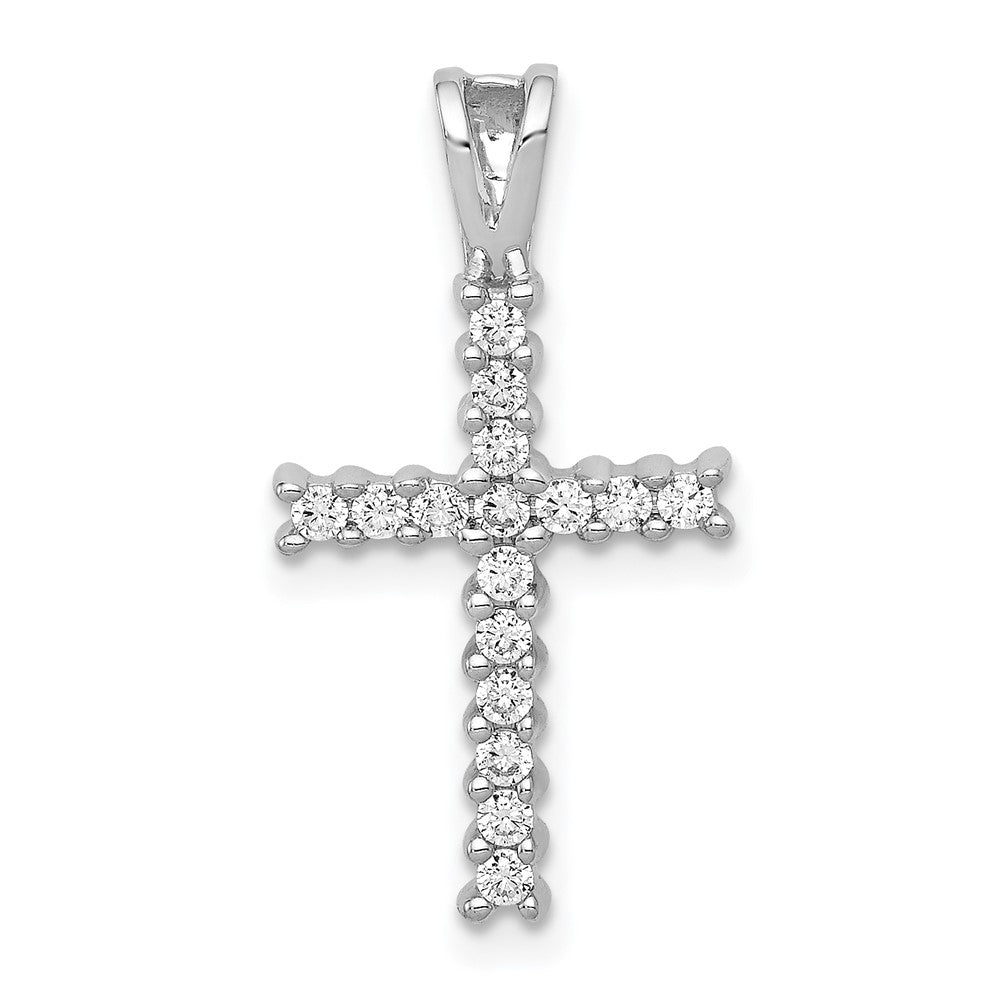 14K Weißgold Anhänger „Lateinisches Kreuz" mit 0,25 ct. Echtdiamant