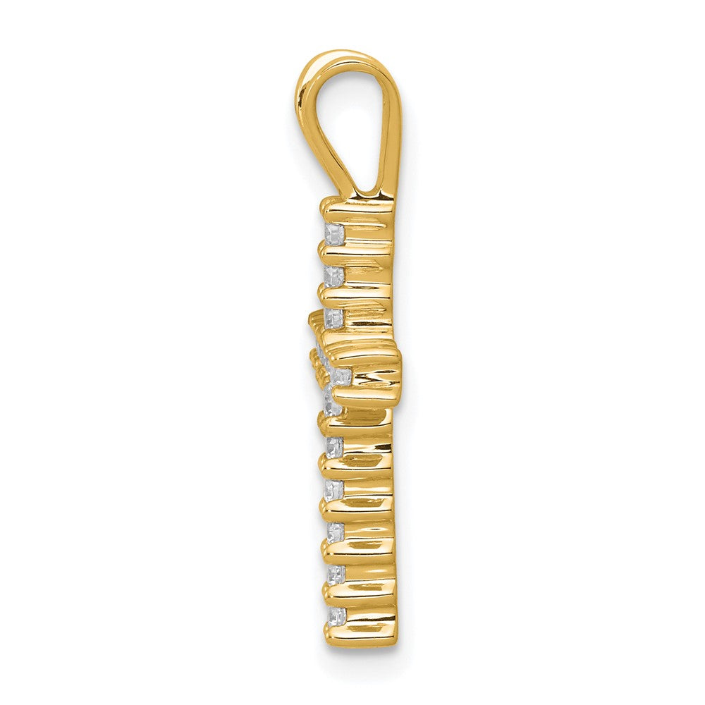 Anhänger mit lateinischem Kreuz aus 14K Gelbgold und Rhodium mit echten Diamanten