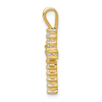 Anhänger mit lateinischem Kreuz aus 14K Gelbgold und Rhodium mit echten Diamanten