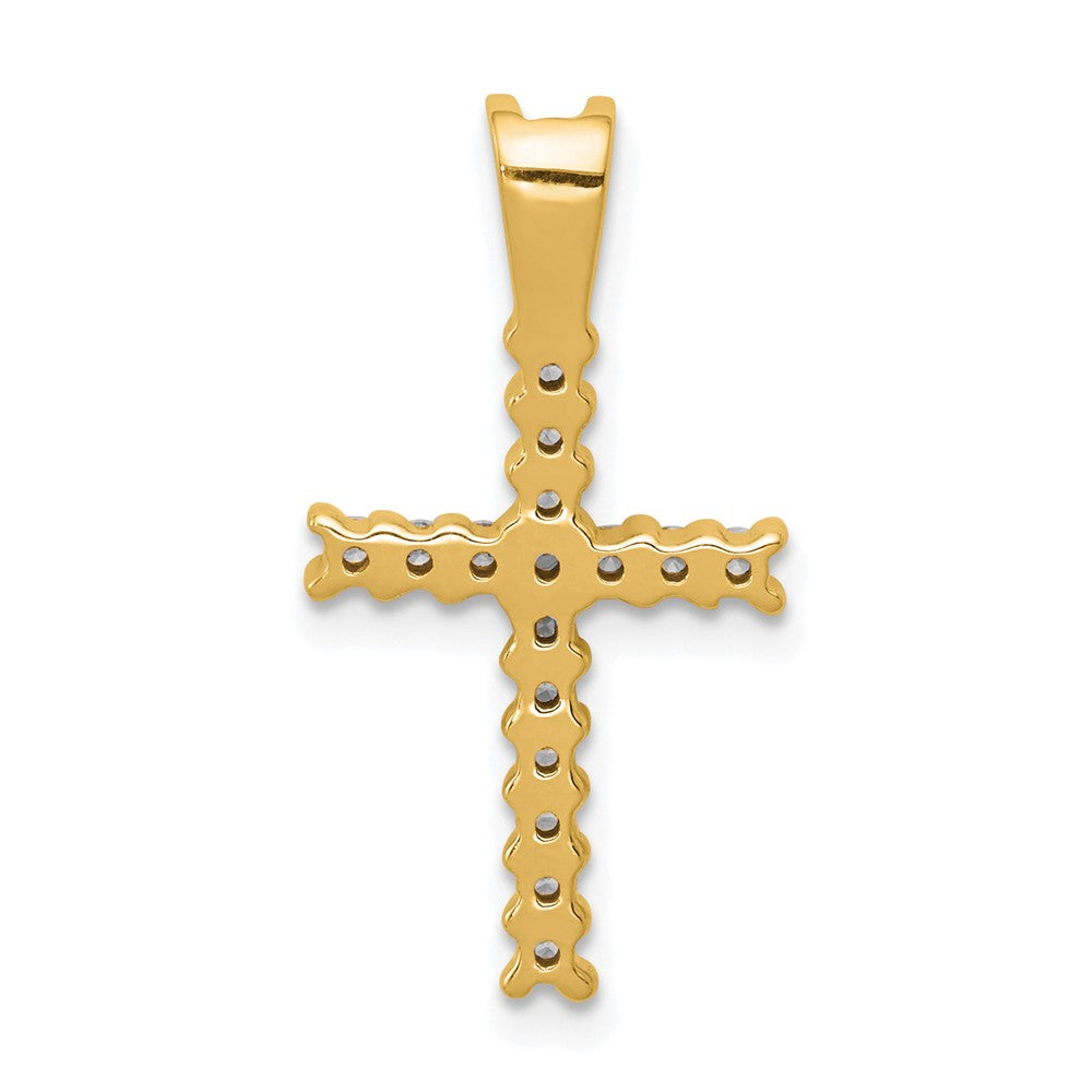 Anhänger mit lateinischem Kreuz aus 14K Gelbgold und Rhodium mit echten Diamanten