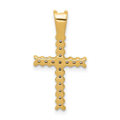Anhänger mit lateinischem Kreuz aus 14K Gelbgold und Rhodium mit echten Diamanten