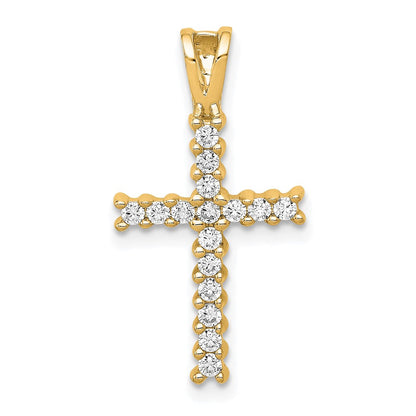 Anhänger mit lateinischem Kreuz aus 14K Gelbgold und Rhodium mit echten Diamanten