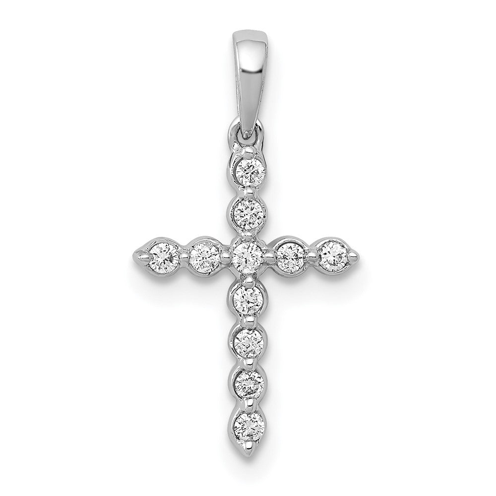 14K Weißgold Kreuzanhänger mit 0,10 ct. Laborgezüchtetem Diamant VS/SI+ G+