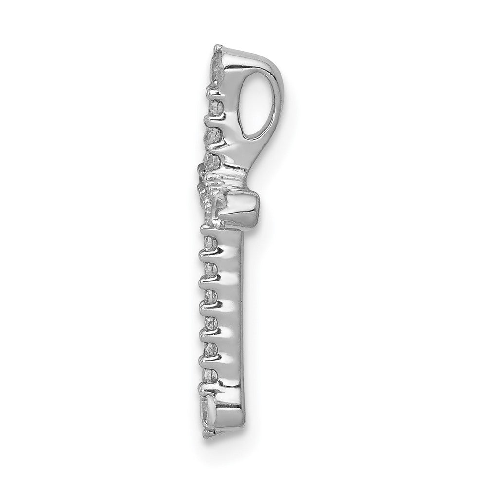 14K Weißgold 1/5ct. Echt Diamant Kreuz Kette Anhänger