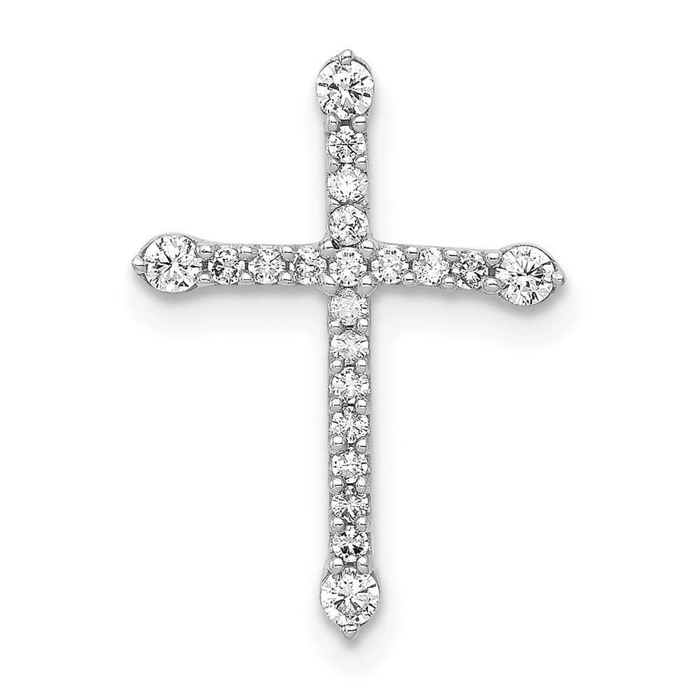 14K Weißgold 1/5ct. Echt Diamant Kreuz Kette Anhänger