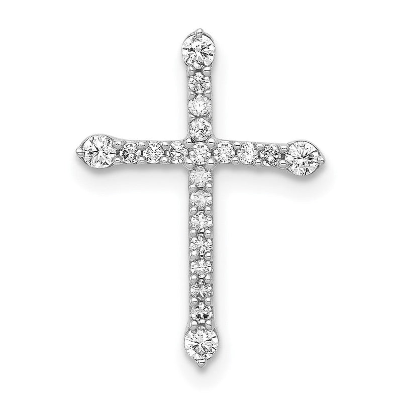 14K Weißgold 1/5ct. Echt Diamant Kreuz Kette Anhänger