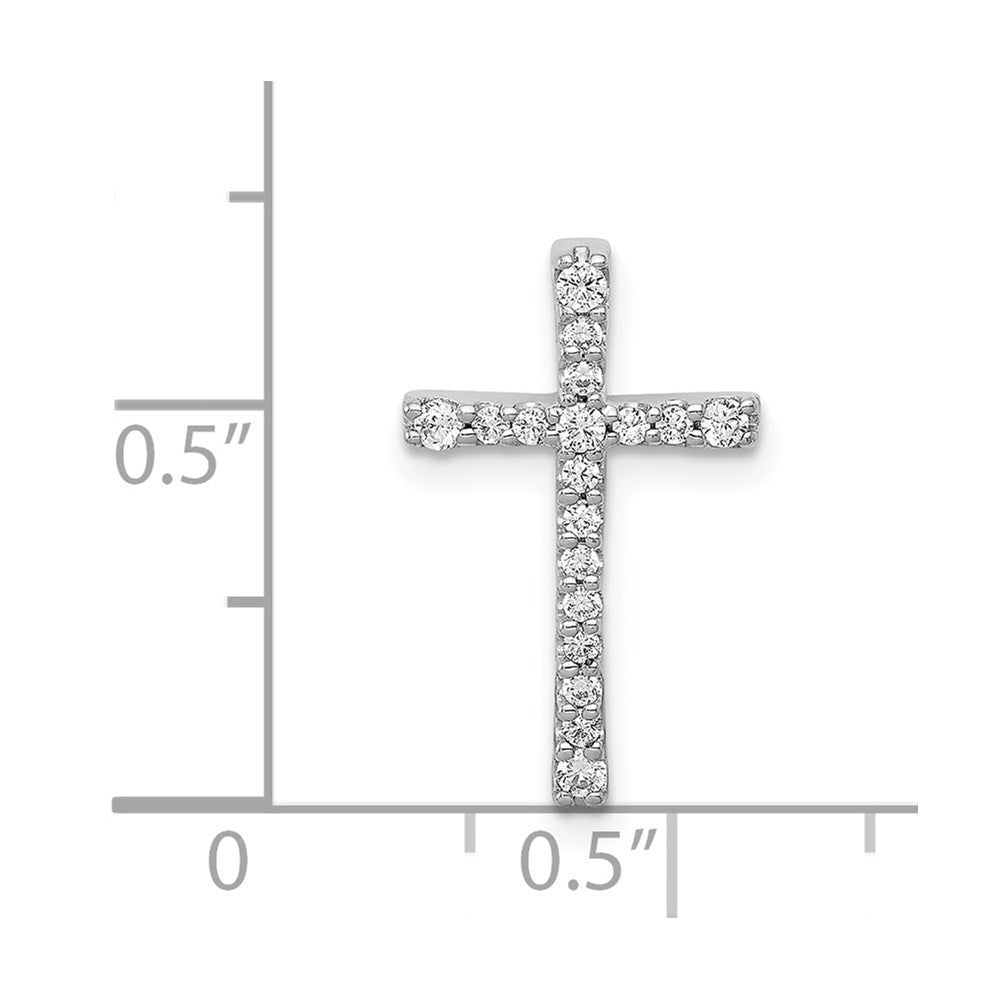 14K Weißgold 1/5ct. Echt Diamant Lateinisch Kreuz Kette Anhänger