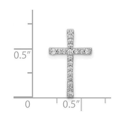 14K Weißgold 1/5ct. Echt Diamant Lateinisch Kreuz Kette Anhänger