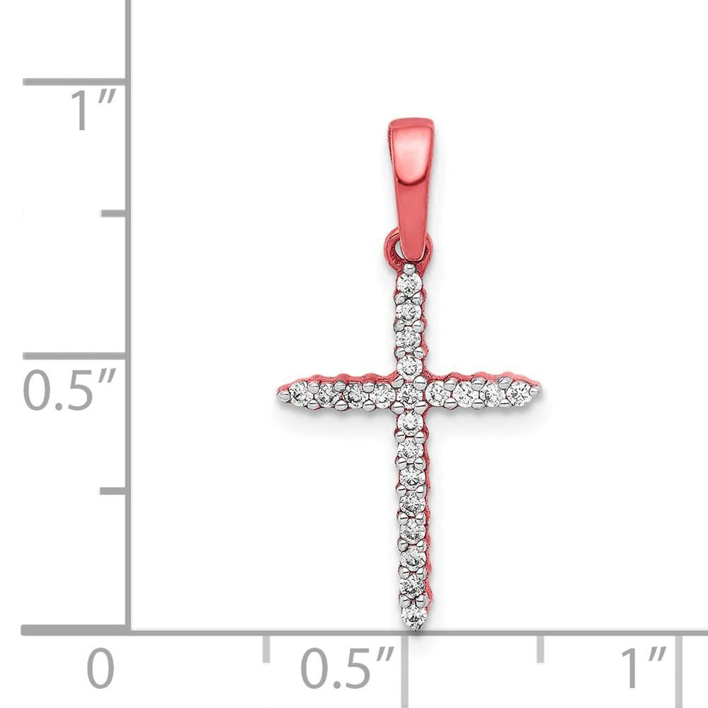 10K Roségold Anhänger „Kreuz" mit 0,166 ct. simuliertem Diamant