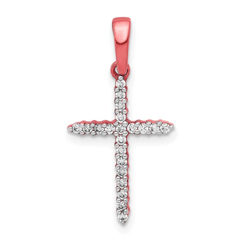 14K Roségold Kreuzanhänger mit 0,16 ct. Diamant