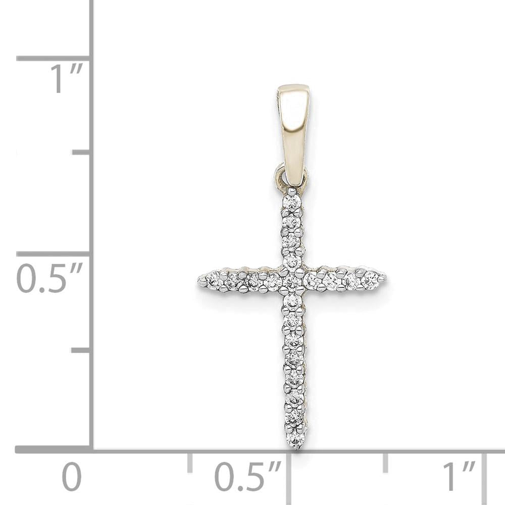 Rhodinierter Kreuzanhänger aus rhodiniertem Sterlingsilber mit 0,17 ct. Diamant