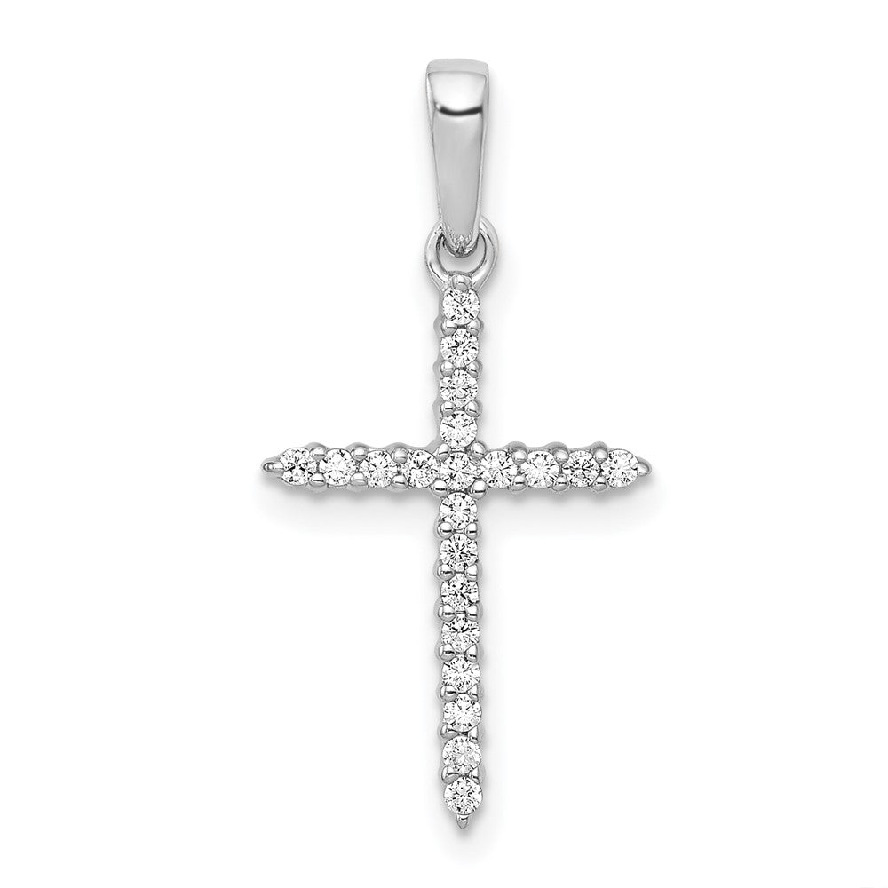 14K Weißgold Kreuz-Anhänger mit 0,16 ct. echten Diamanten