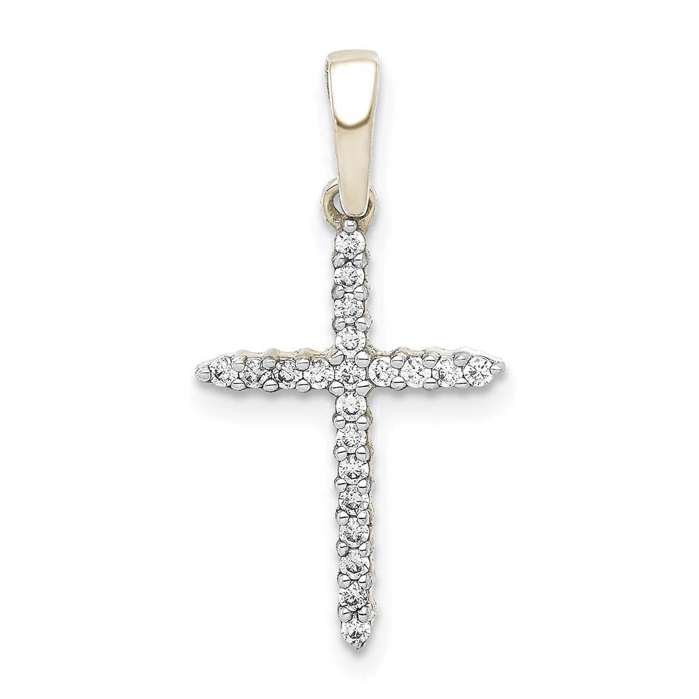 10K Weißgold Kreuz-Anhänger mit Diamantsimulanten 0,167 ct. Gesamtgewicht