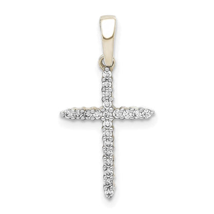 Rhodinierter Kreuzanhänger aus rhodiniertem Sterlingsilber mit 0,17 ct. Diamant