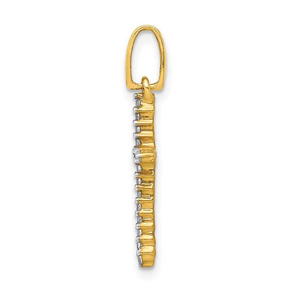 10 K Gelbgold Anhänger „Kreuz“ mit 0,17 ct. simuliertem Diamanten