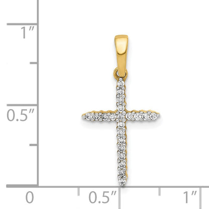 10 K Gelbgold Anhänger „Kreuz“ mit 0,17 ct. simuliertem Diamanten