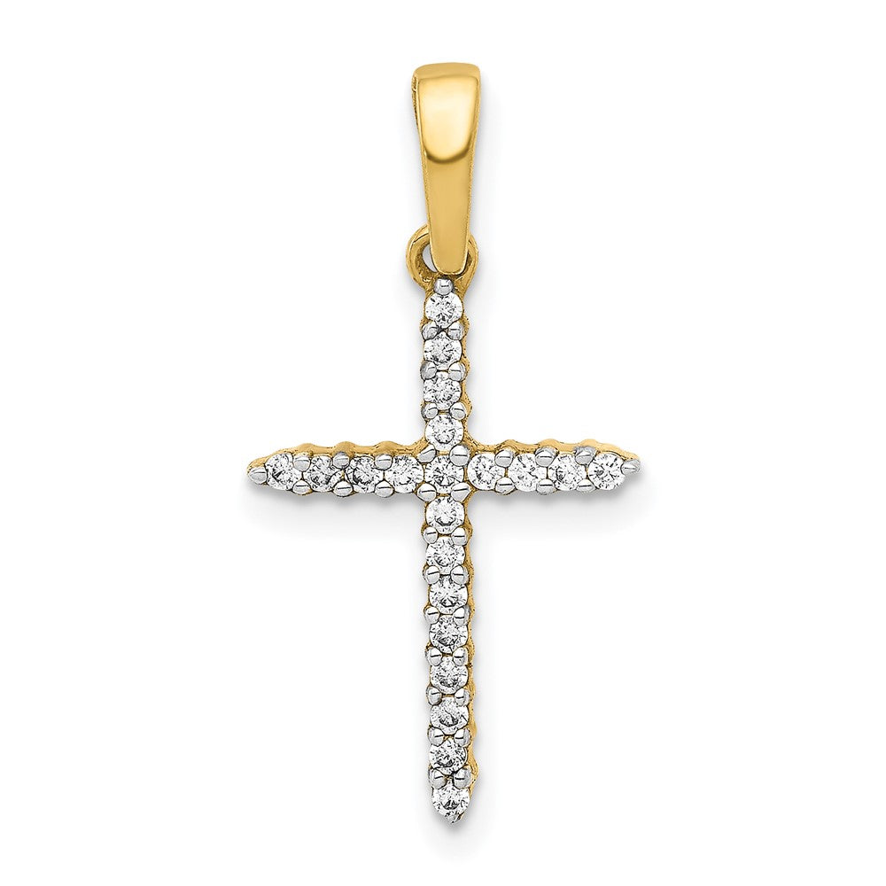 10K Gelbgold Kreuzanhänger mit 0,166 ct. Diamant