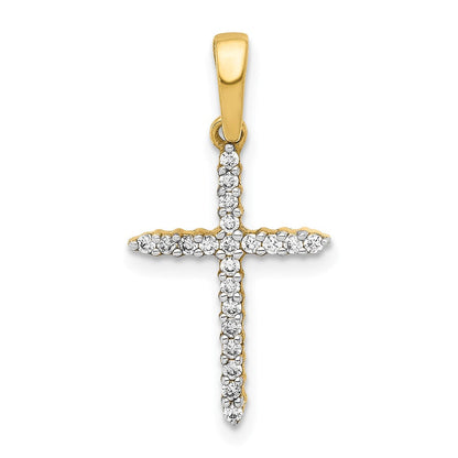 10K Gelbgold Kreuzanhänger mit 0,166 ct. Diamant