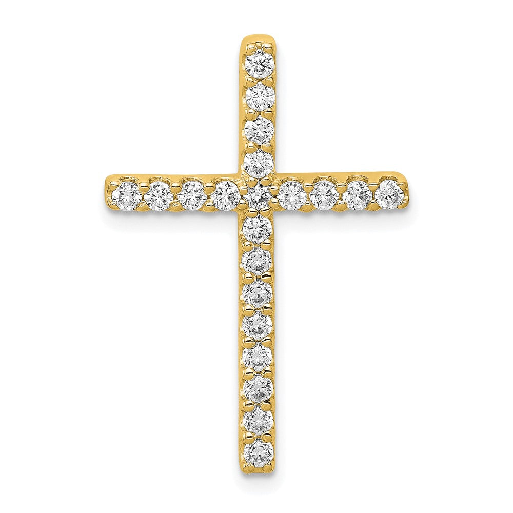 14K Gelbgold 0,5 ct. Laborgezüchteter Diamant VS/SI+ G+ Kreuz-Ketten-Gleitanhänger