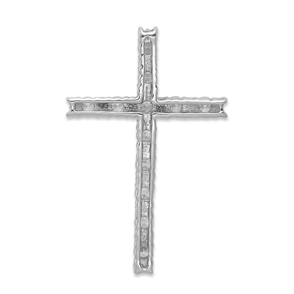 14 Karat Weißgold Echtdiamant-Kreuzanhänger (Lateinisches Kreuz)