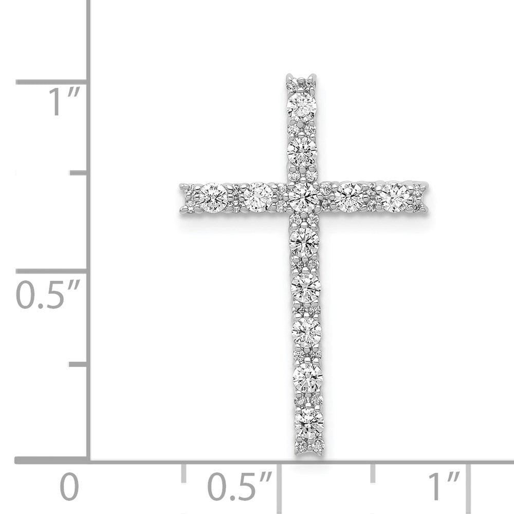14 Karat Weißgold Echtdiamant-Kreuzanhänger (Lateinisches Kreuz)