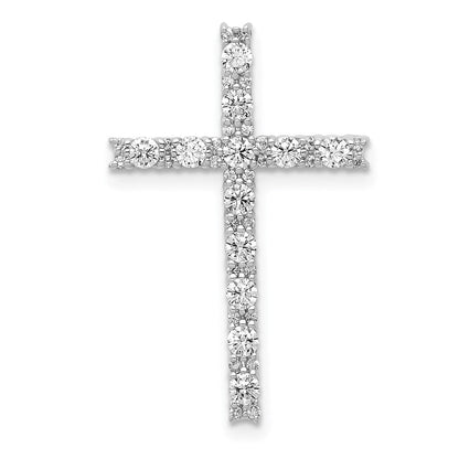 14 Karat Weißgold Echtdiamant-Kreuzanhänger (Lateinisches Kreuz)