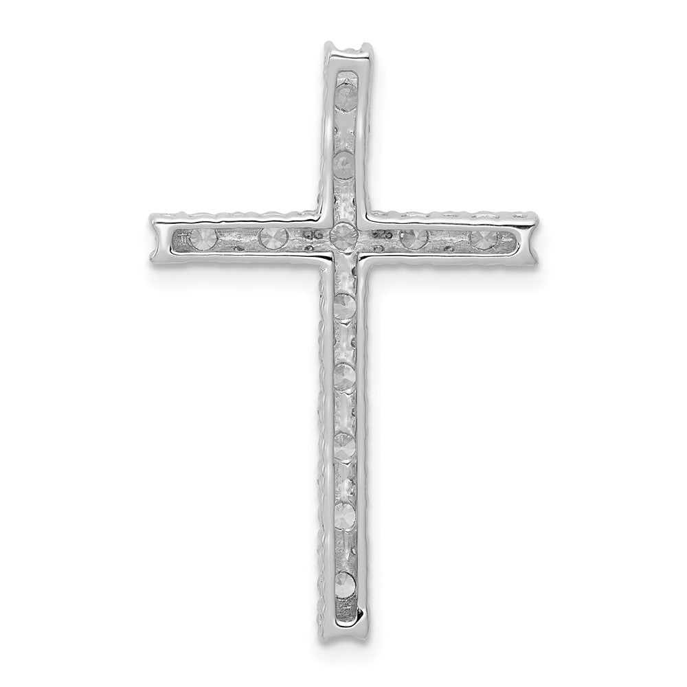 14K Weißgold 3/4ct. Echt Diamant Lateinisch Kreuz Kette Anhänger