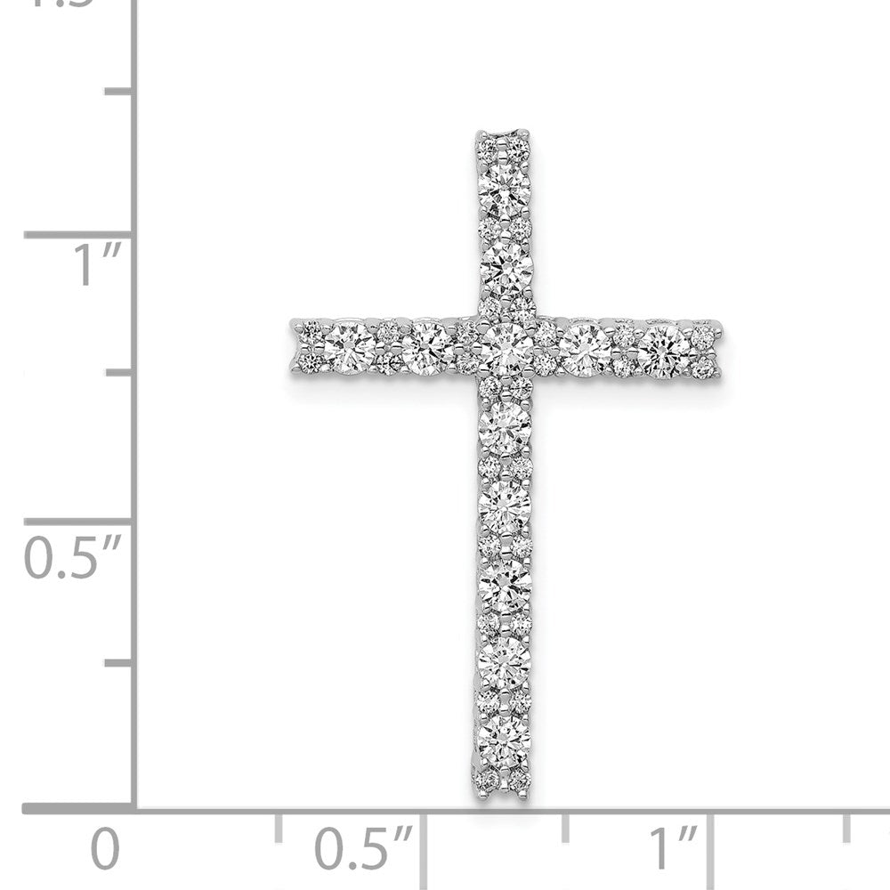 14K Weißgold 3/4ct. Echt Diamant Lateinisch Kreuz Kette Anhänger