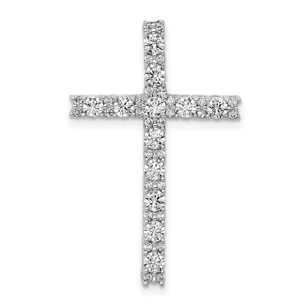 14K Weißgold 3/4ct. Echt Diamant Lateinisch Kreuz Kette Anhänger