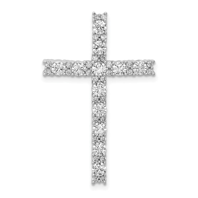 14K Weißgold 1 ct. laborgezüchteter Diamant VS/SI+ G+ Kreuz-Ketten-Gleitanhänger