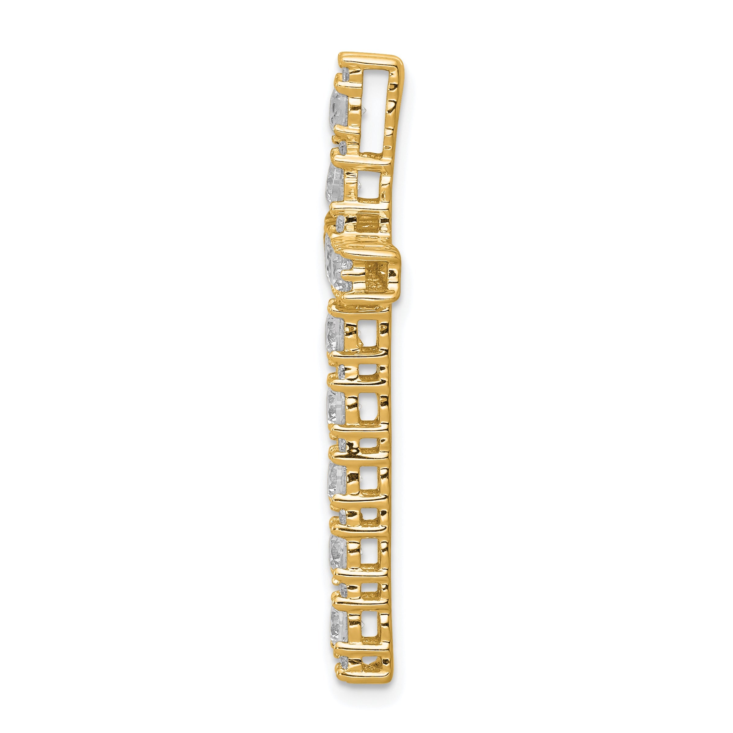 14K Gelbgold 1 ct. Laborgezüchteter Diamant VS/SI+ G+ Kreuz-Ketten-Gleitanhänger