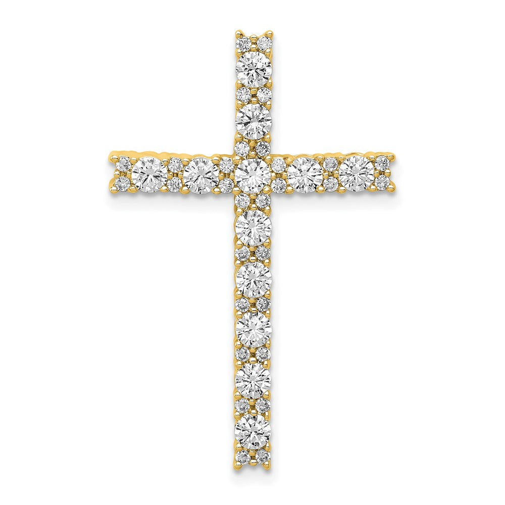 10K Gelbgold 1 ct. Laborgezüchteter Diamant VS/SI+ G+ Kreuz-Ketten-Gleitanhänger