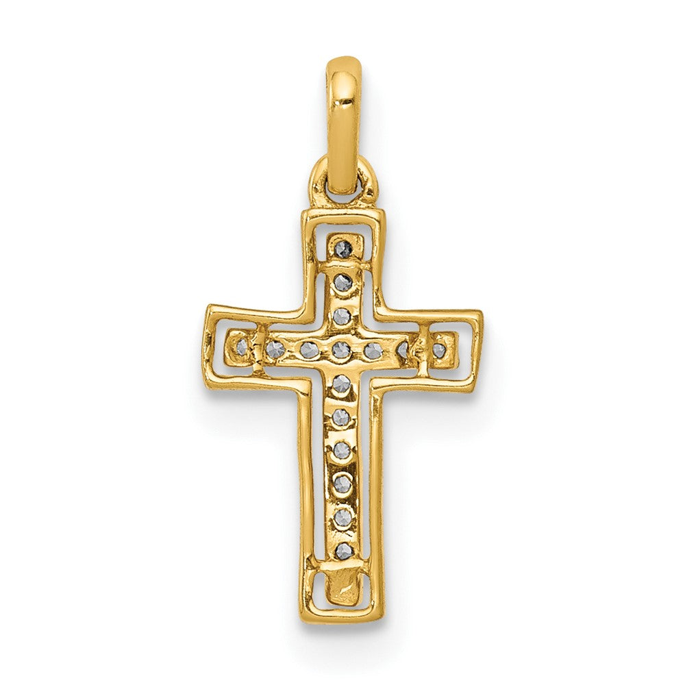 10K Gelb mit Rhodium 10K und Rhodium 1/20ct. Diamant Kreuz Anhänger
