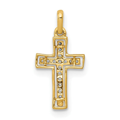10K Gelb mit Rhodium 10K und Rhodium 1/20ct. Diamant Kreuz Anhänger