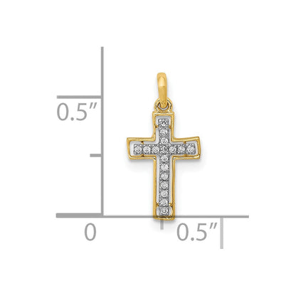 10K Gelb mit Rhodium 10K und Rhodium 1/20ct. Diamant Kreuz Anhänger