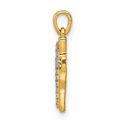 Kreuzanhänger aus 14K Gelbgold und Rhodium mit 0,05 ct. echtem Diamant