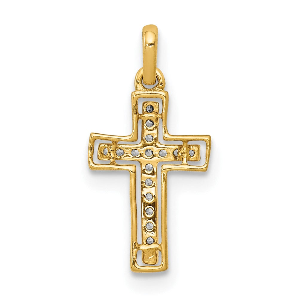 Kreuzanhänger aus 14K Gelbgold und Rhodium mit 0,05 ct. echtem Diamant