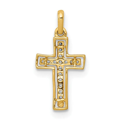 Kreuzanhänger aus 14K Gelbgold und Rhodium mit 0,05 ct. echtem Diamant
