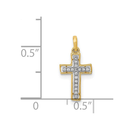 Kreuzanhänger aus 14K Gelbgold und Rhodium mit 0,05 ct. echtem Diamant