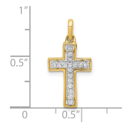 10K Gelb mit Rhodium 10K und Rhodium 1/8ct. Diamant Kreuz Anhänger