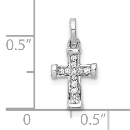 10K Weißgold 10K Klein 1/20ct. Diamant Lateinisch Kreuz Anhänger