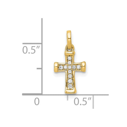 10K Gelbgold 10K Klein 1/20ct. Diamant Lateinisch Kreuz Anhänger